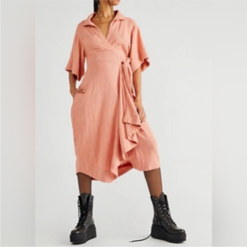 Gorgeous coral free people dress 100% cotton